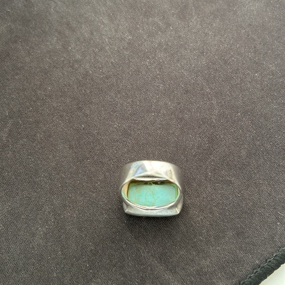 Sterling Silver And Faux Turquoise Ring Size 5 GUC - Picture 7 of 8